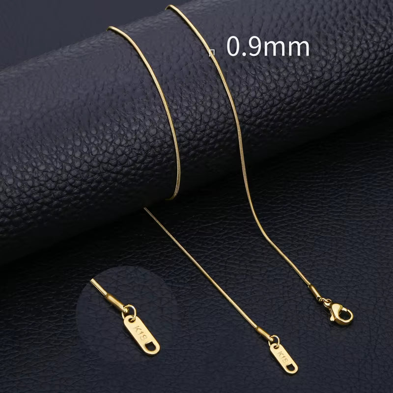 Inoxidable Gold Color Chains 0.9Mm-2Mm Stainless Steel Snake Chains Necklace Twist Rope Jewelry Women Long Chains Accessories