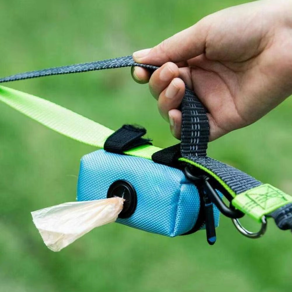 Dog Poop Bag Holder for Leash Doggie Waste Bag Dispenser Fabric Puppy Potty Carrier Small Doggy Zipper Pouch with Carabiner Clip