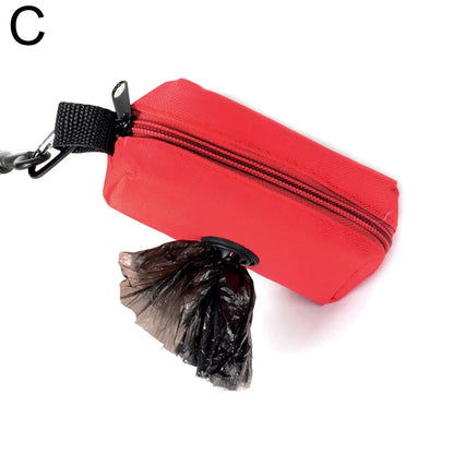 Dog Poop Bag Holder for Leash Doggie Waste Bag Dispenser Fabric Puppy Potty Carrier Small Doggy Zipper Pouch with Carabiner Clip