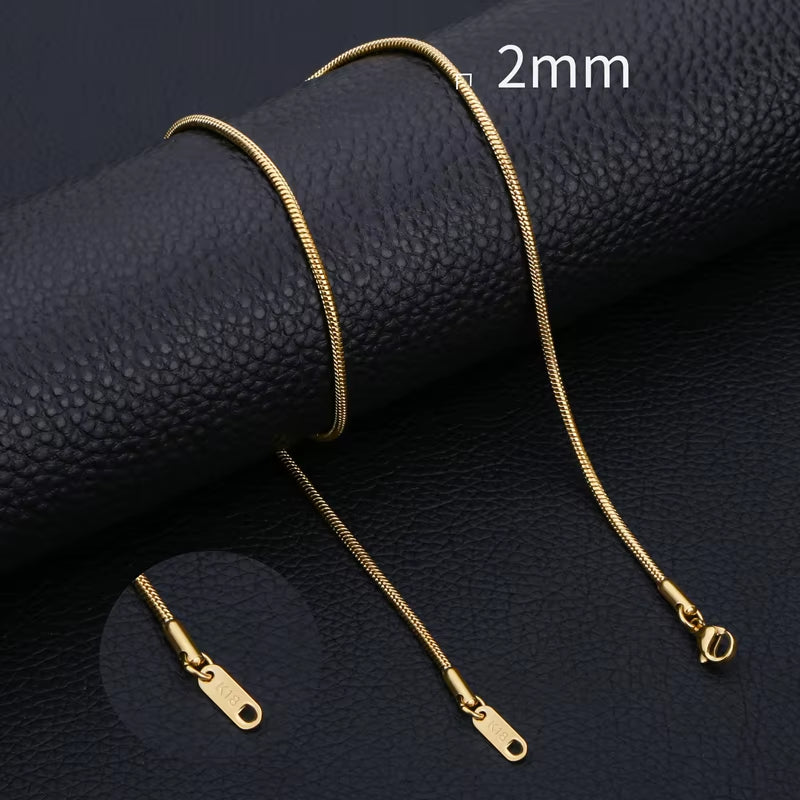 Inoxidable Gold Color Chains 0.9Mm-2Mm Stainless Steel Snake Chains Necklace Twist Rope Jewelry Women Long Chains Accessories