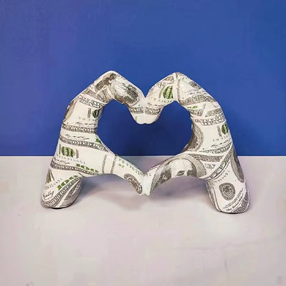Graffiti Love Heart Gesture Statue Colorful Art Sculpture Home Living Room Desktop Resin Crafts Valentine'S Day Decoration Gifts