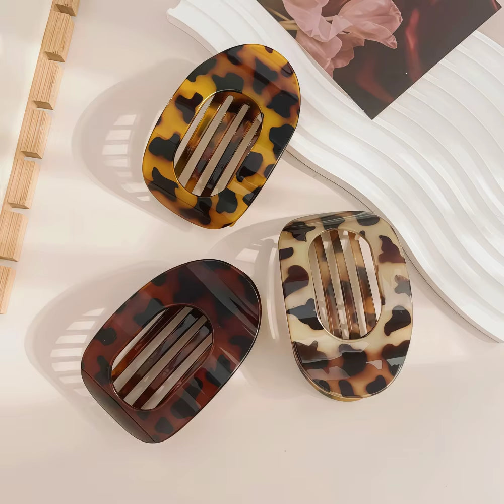 PC Hair Claw Clip for Women New Design Leopard Matte Curved Flat Styling Barrettes Acrylic Lying down Hair Accessories