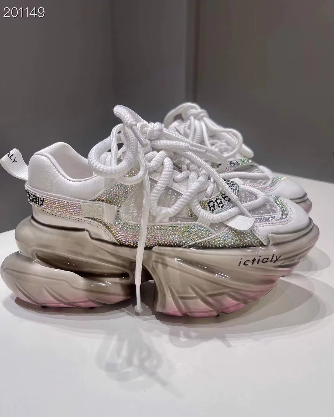 Women High Heels Platform Mesh Shoes Crystal Fashion Luxury Designer Brand Chunky Sneakers Spring Summer Korean Style Casual Ins