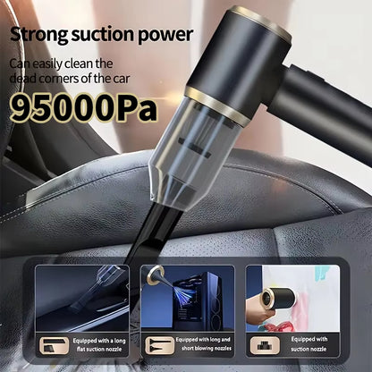 95000Pa Car Vacuum Cleaner Strong Suction Mini Duster Portable Wireless Vacuum Cleaners Powerful Cleaning Machine for Cars Home