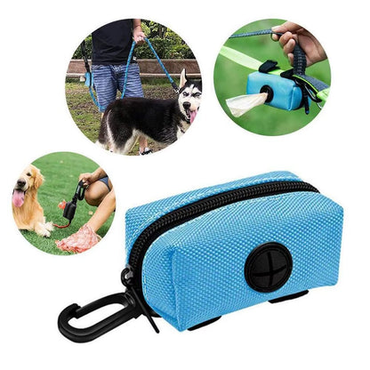 Dog Poop Bag Holder for Leash Doggie Waste Bag Dispenser Fabric Puppy Potty Carrier Small Doggy Zipper Pouch with Carabiner Clip