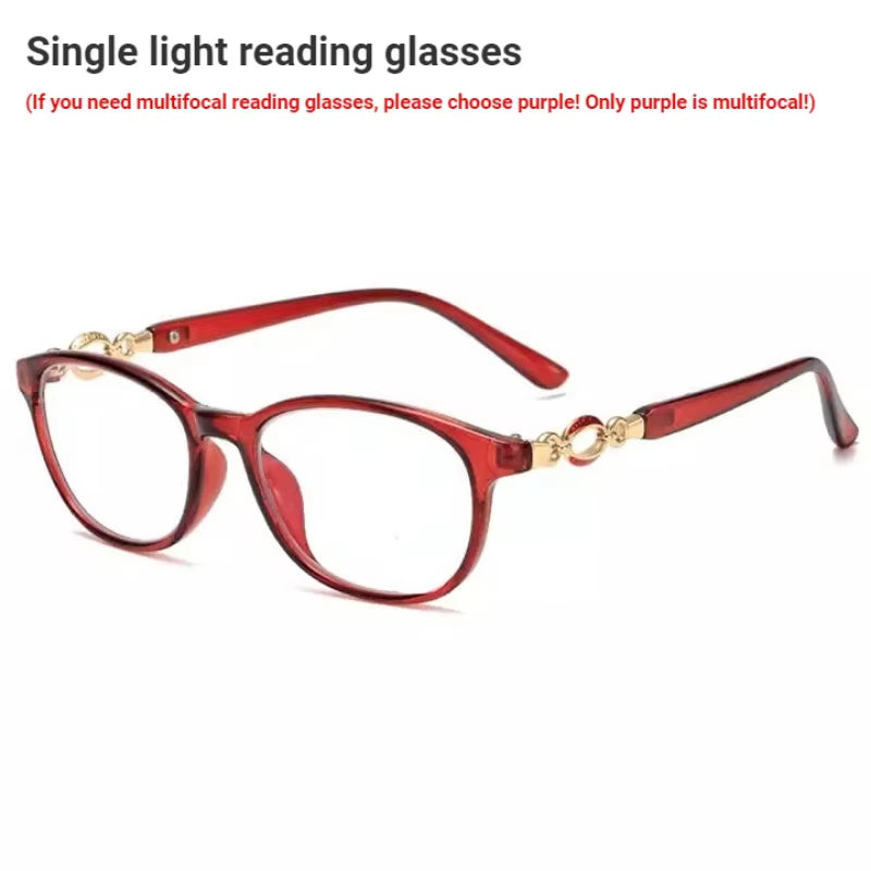 New 3 in 1 Progressive Multifocal Reading Glasses for Women Anti-Blue Eyeglasses Easy to Look Far and near +1.0 to +4.0