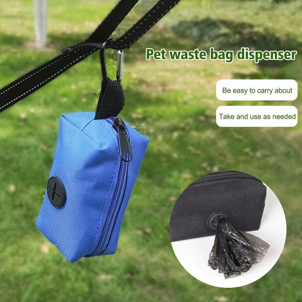 Dog Poop Bag Holder for Leash Doggie Waste Bag Dispenser Fabric Puppy Potty Carrier Small Doggy Zipper Pouch with Carabiner Clip