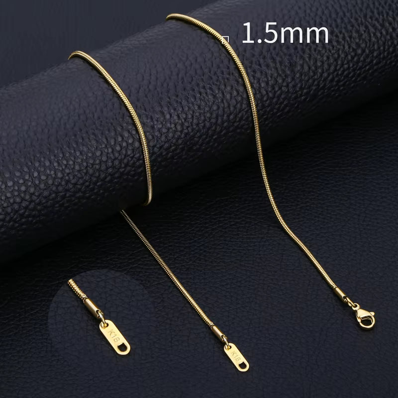Inoxidable Gold Color Chains 0.9Mm-2Mm Stainless Steel Snake Chains Necklace Twist Rope Jewelry Women Long Chains Accessories