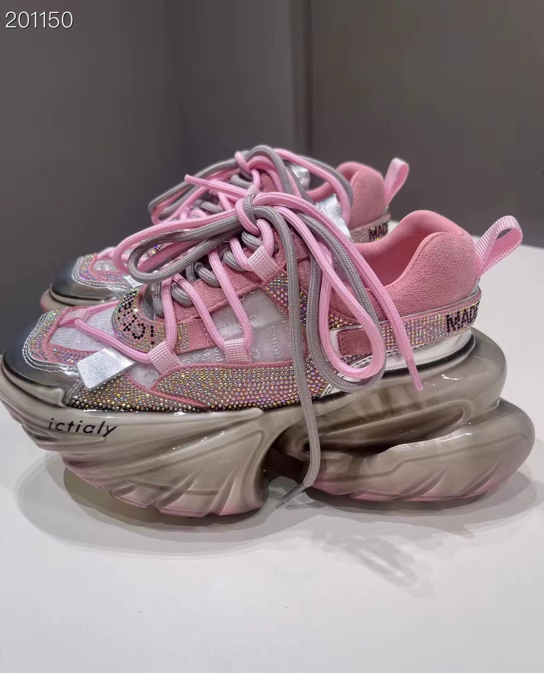 Women High Heels Platform Mesh Shoes Crystal Fashion Luxury Designer Brand Chunky Sneakers Spring Summer Korean Style Casual Ins