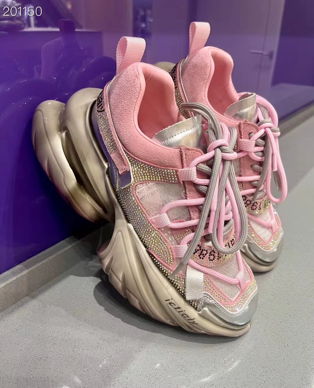 Women High Heels Platform Mesh Shoes Crystal Fashion Luxury Designer Brand Chunky Sneakers Spring Summer Korean Style Casual Ins