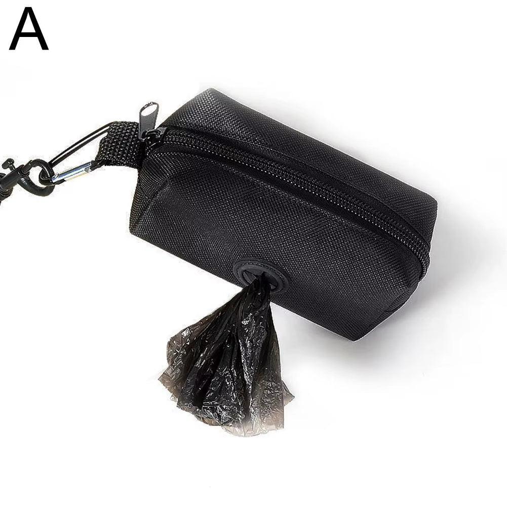 Dog Poop Bag Holder for Leash Doggie Waste Bag Dispenser Fabric Puppy Potty Carrier Small Doggy Zipper Pouch with Carabiner Clip