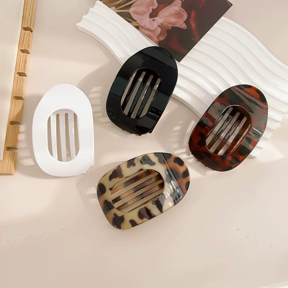 PC Hair Claw Clip for Women New Design Leopard Matte Curved Flat Styling Barrettes Acrylic Lying down Hair Accessories