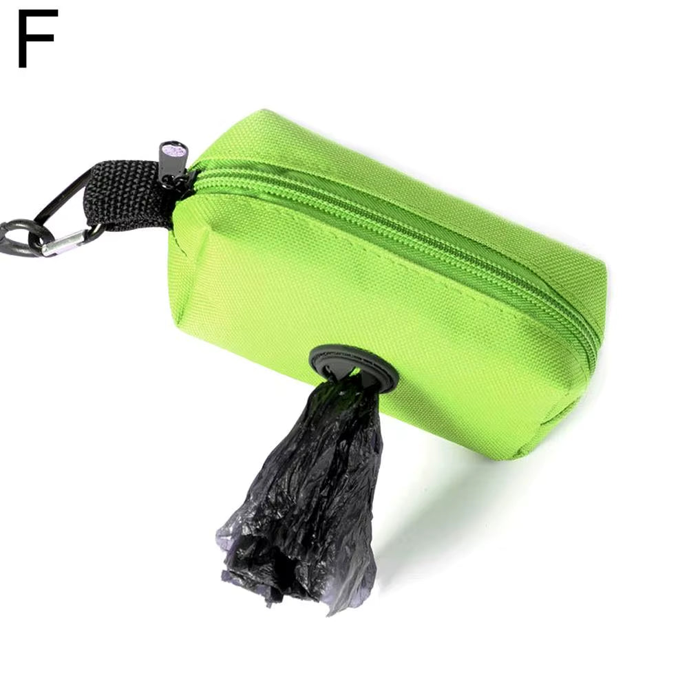 Dog Poop Bag Holder for Leash Doggie Waste Bag Dispenser Fabric Puppy Potty Carrier Small Doggy Zipper Pouch with Carabiner Clip